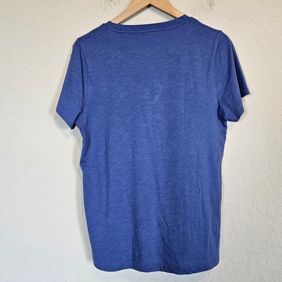 J Crew Factory Slub Cotton Tee Blue Women's Size XL Basic Everyday Casual - Picture 2 of 6